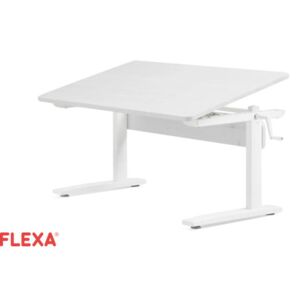 Állítható magasságú asztal, dönthető lappal, fehérre pácolt