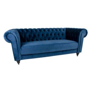 House Nordic - Chester 3 személyes bársony kanapé, Kék