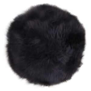 House Nordic - Lambskin Báránybőr Szőrme Párna, Fekete, Ø35