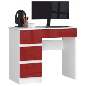 Íróasztal 90x50cm fehér, fényes vörös