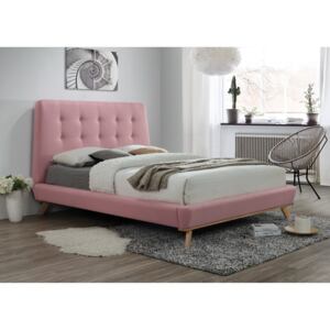 DANIELA kárpitozott ágy, 160x200 cm, rózsaszín Matrac: matrac nélkül