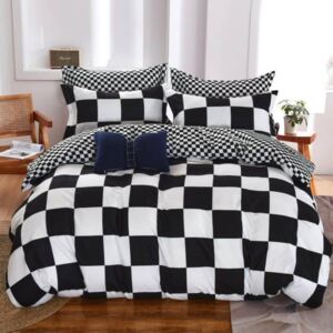 Pamut ágynemű fekete fehér négyzet mintával