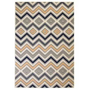Barna/fekete/kék modern szőnyeg cikcakk mintával 80 x 150 cm