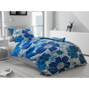 Kék virágok flanel ágynemű