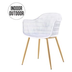 Műanyag modern karfás szék, fehér - FRACTION