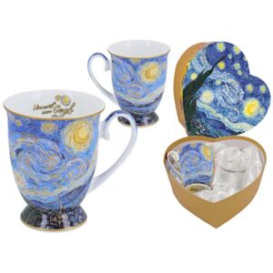 Van Gogh Csillagos éj porcelán bögre szett szív dobozban - 2 darabos - CARMANI