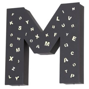 Letter M fekete, betű formájú fénydekoráció - Glimte