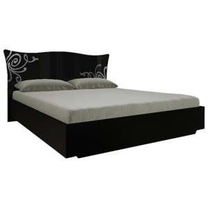 Francia ÁGY GLOE + emelhető ágyrács + matrac DE LUX, 160x200, magasfényű fekete