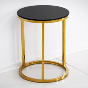 Runda lerakóasztal fekete-arany 40x40x50 cm