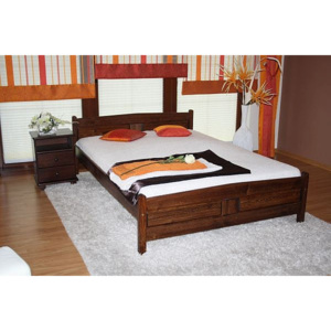 ANGEL magasított ágy + matrac + ágyrács, 140x200 cm, dió-lakk