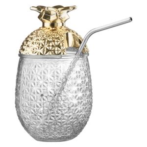 COCKTAIL DELUXE pohár szívószállal, arany 500ml