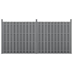 [neu.holz]® Kerítés WPC kerítés elem kerítéspanel 11 léccel 185 cm x 376 cm szürke