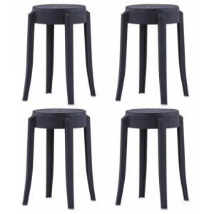 4 db fekete műanyag rakásolható szék