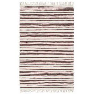 Burgundi vörös és fehér, kézzel szőtt pamut Chindi szőnyeg 120 x 170 cm