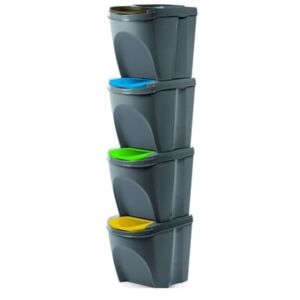 Sortibox Szelektív hulladékgyűjtő kosarak, szürke, 20 l, 4 db IKWB20S4  405U