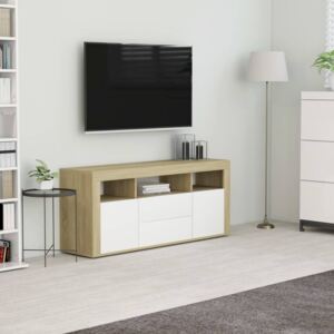 VidaXL fehér és sonoma tölgy forgácslap TV-szekrény 120 x 30 x 50 cm