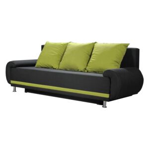 Háromszemélyes kanapé Almeda (fekete + zöld). Akció -34%