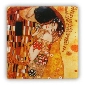 Klimt: Csók poháralátét - üveg - díszdobozos