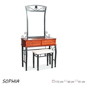 Sophia Fésülködőasztal, Sminkasztal Tükörrel Antik Cseresznye