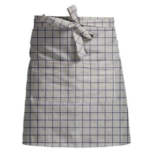 Delantal Simple Squares szürke kockás lenkeverék kötény - Linen Couture