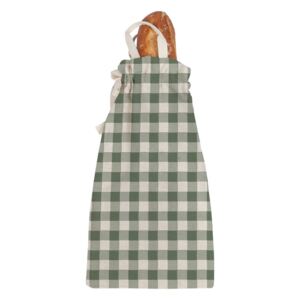 Linen Bread Bag Green Cuadros szövet pékárutartó táska - Linen Couture