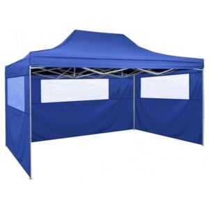 Kék összecsukható sátor 3 fallal, 3 x 4,5 méter
