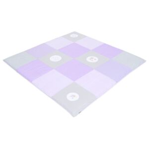 Prémium patchwork játszószőnyeg - Macik, pöttyök - lila 160x160