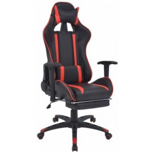 Piros dönthető versenyautó ülés alakú irodai szék lábtartóval