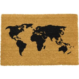 World Map természetes kókuszrost lábtörlő, 40 x 60 cm - Artsy Doormats