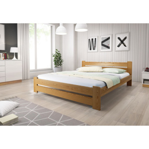 HEUREKA ágy + MORAVIA matrac + ágyrács, 160x200 cm, tölgy-lakk