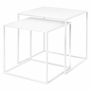 FERA fehér 40x40cm-es fém 2db-os egymásba rakható kisasztal szett