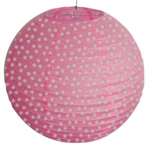 Kokon színes papír gömb rózsaszín-fehér pöttyös függeszték E27 50 cm -Candellux