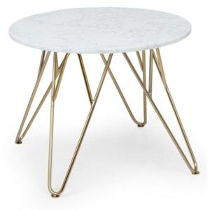 Besoa Round Pearl, dohányzóasztal, 55 x 45 cm (⌀ x V), márvány, arany/fehér