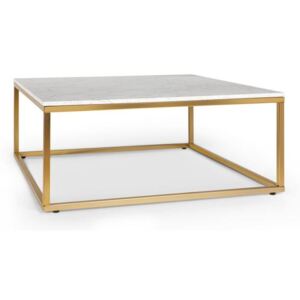 Besoa White Pearl II, dohányzóasztal, 81,5 x 35 x 81,5 cm (SZ x M x M), márvány, arany/fehér