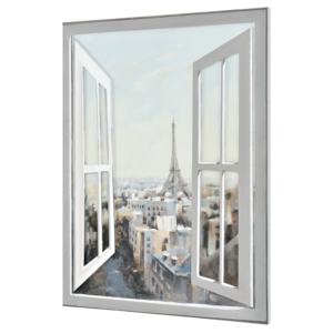 [art.work] Eredeti kézzel festett fali kép - festmény – kilátás az ablakból Párizsra - lenvászon ékelt kerettel