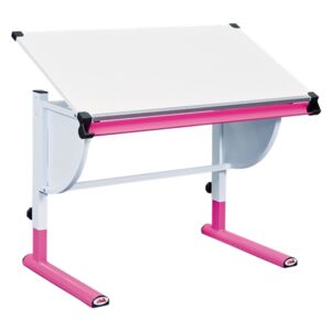 INT-Cetrix állítható és dönthető fémvázas íróasztal, Fehér-rózsaszín