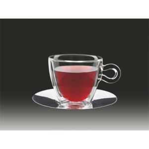 Teás csésze rozsdamentes aljjal, duplafalú üveg, 30cl, 2db-os szett, Thermo (KHPU145)