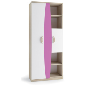 SPARTAN II R80 szekrény, sonoma tölgy/fehér, rózsaszín