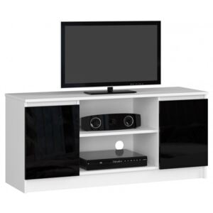 Agarn RTV K120 2D 1P TV állvány, komód, fehér, fényes fekete színben