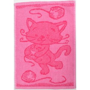 Gyerek törülköző BEBÉ cica rózsaszín 30x50 cm