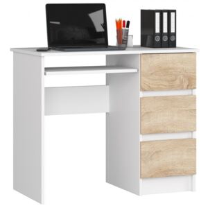 Baures A-6 íróasztal, fehér, sonoma színben, jobb oldali fiókokkal