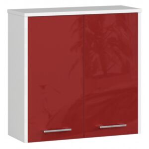 Laoya FIN W60 2D fürdőszoba szekrény, fehér, fényes vörös színben