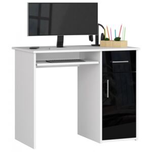 Agarn PIN íróasztal, fehér, fényes fekete színben