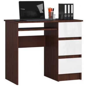 Negola A-6 íróasztal, wenge, fehér színben, jobb oldali fiókokkal