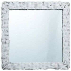 Fehér fonott vesszőkeretes tükör 50 x 50 cm