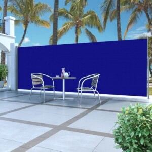 Kék behúzható oldalsó napellenző 180 x 500 cm