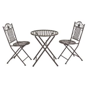 [casa.pro]® Bisztró szett - körasztal 2 székkel - fém kerti bútor - zöld