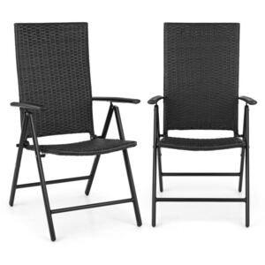 Blumfeldt Estoril, kerti szék, polyrattan, alumínium, 7 fokozat, összecsukható, fekete