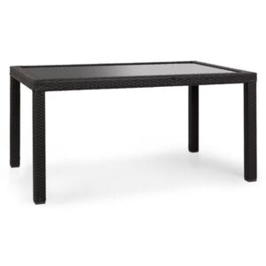 Blumfeldt Peniche, kerti asztal, 150 x 90 cm, polyrattan, alumínium, üveg, fekete