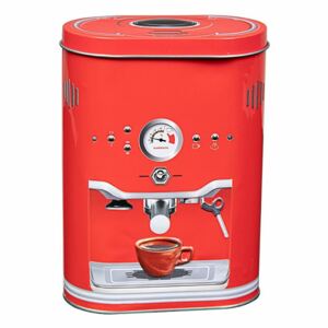 Macchinetta kávé tároló doboz fém 19 x 13 cm piros - 131042